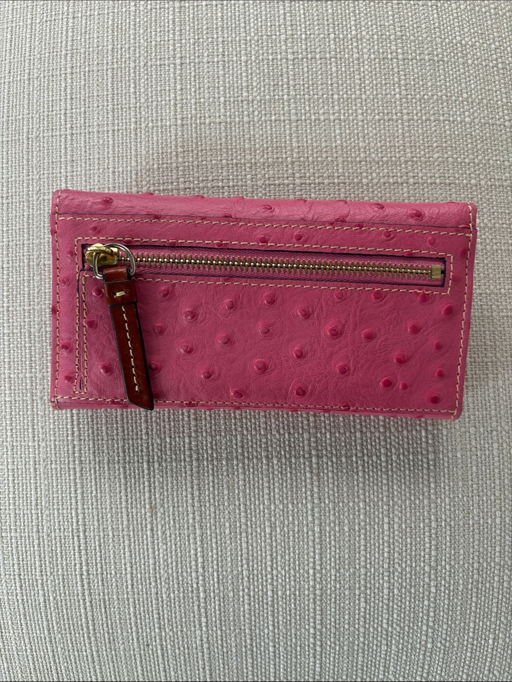 Dooney & Bourke Hot Pink Ostrich-Embossed Continental Wallet - Picture 2 of 7